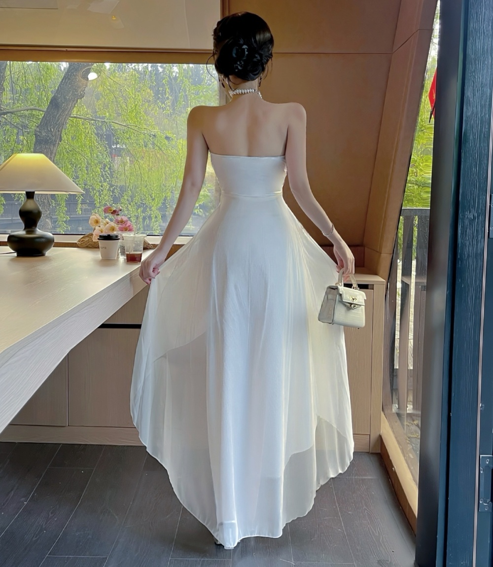 Summer wrapped chest slim pinched waist formal dress