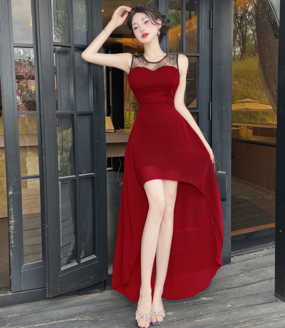 France style long slim chiffon summer retro dress for women