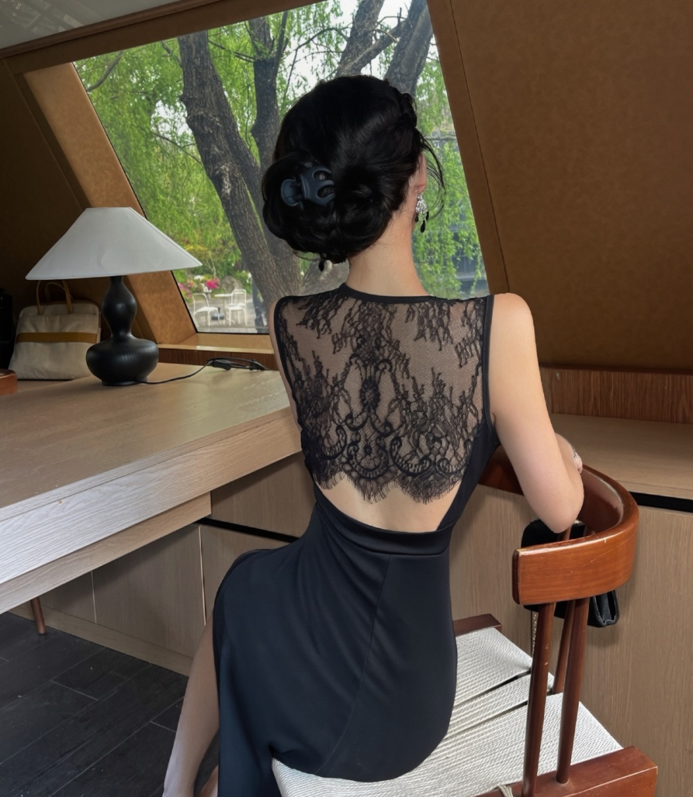 France style long slim chiffon summer retro dress for women