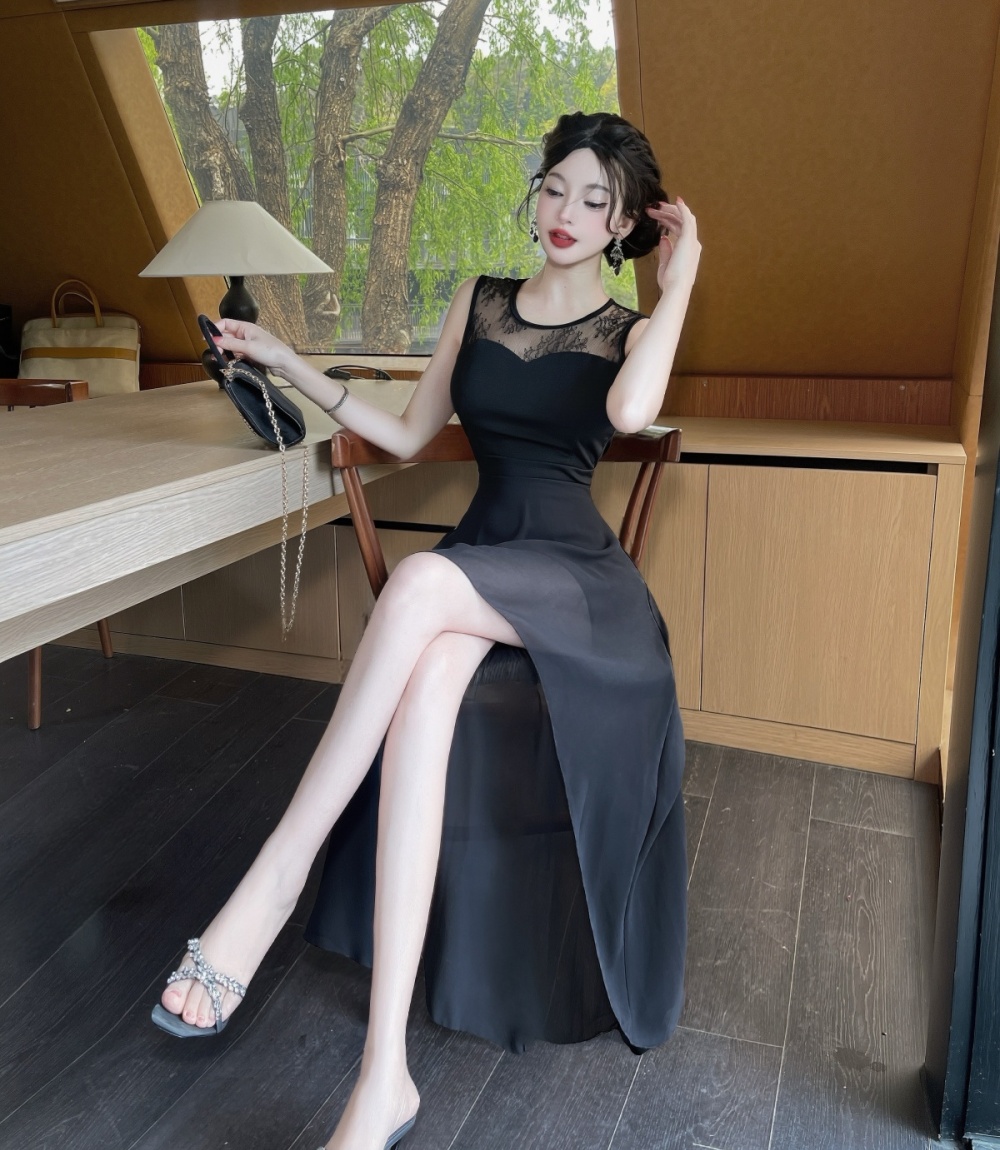 France style long slim chiffon summer retro dress for women