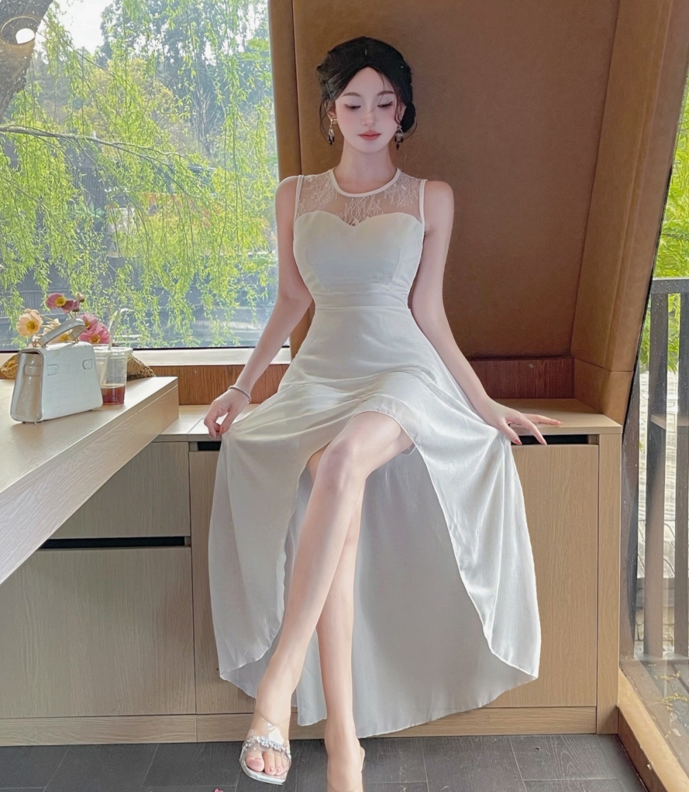 France style long slim chiffon summer retro dress for women