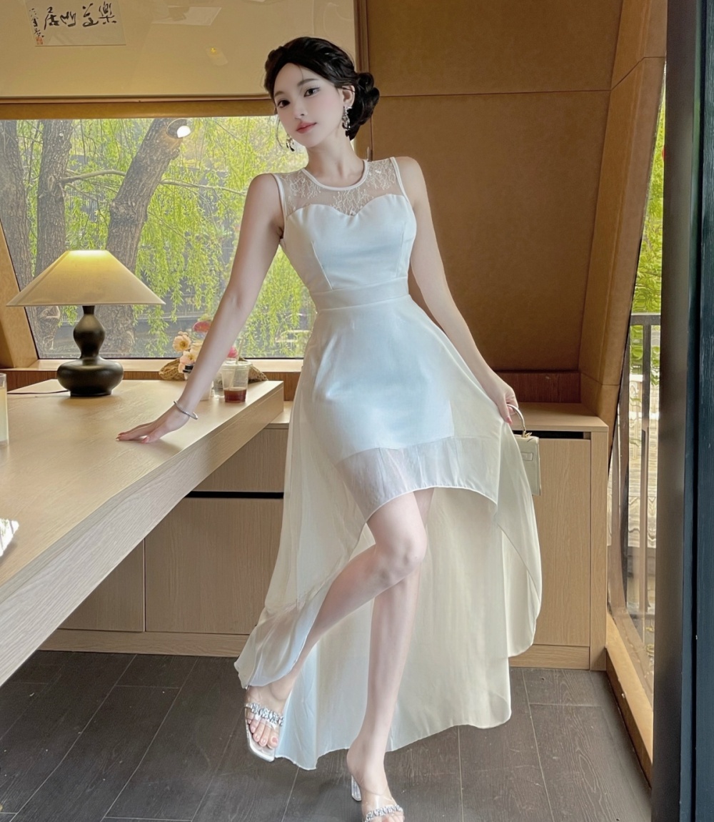 France style long slim chiffon summer retro dress for women