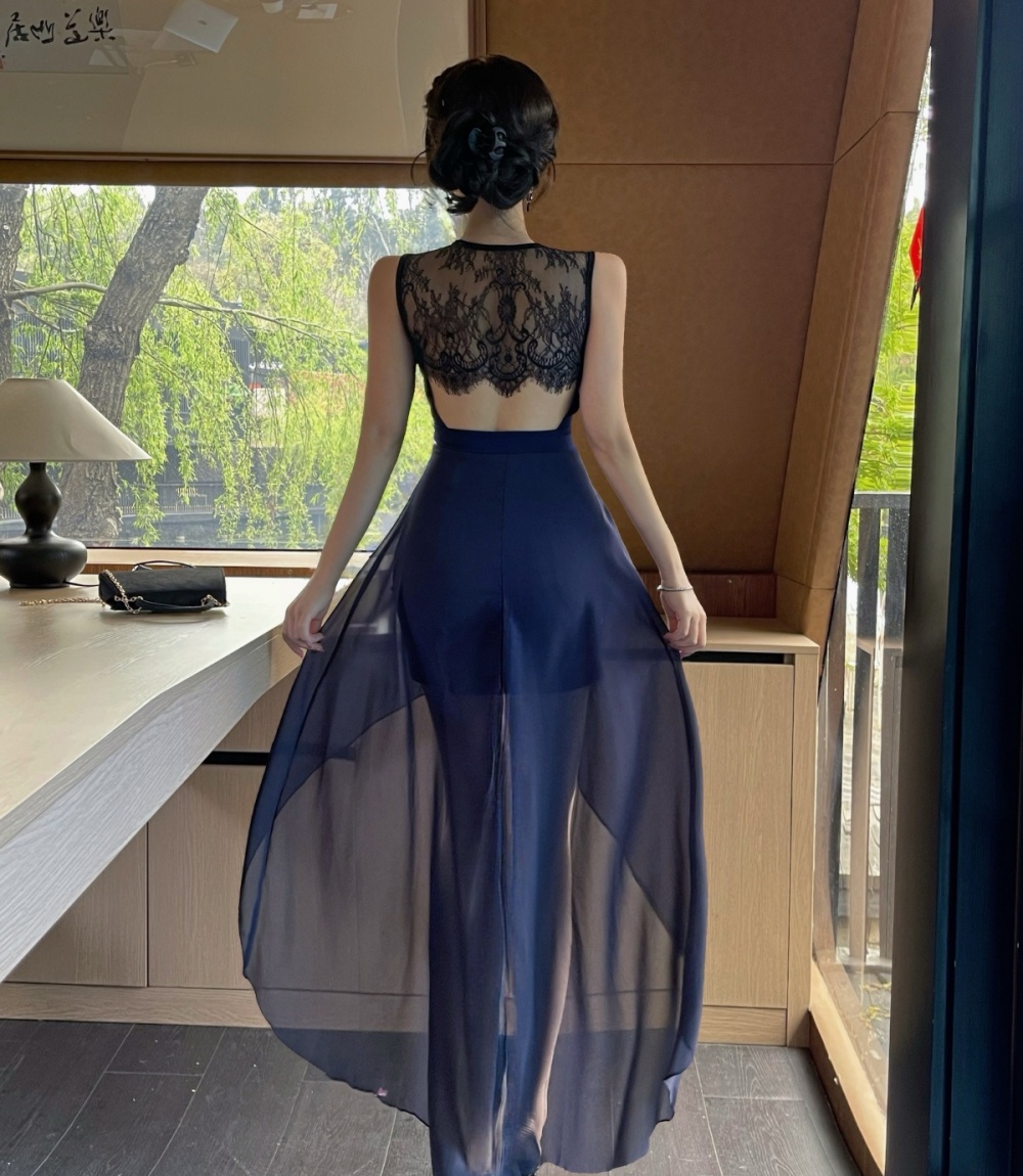 France style long slim chiffon summer retro dress for women