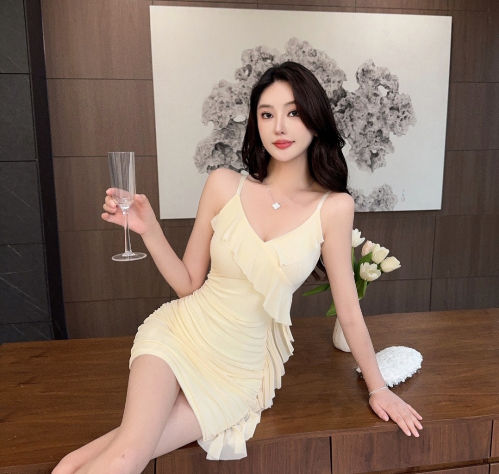 Package hip bottoming sling tassels splice sexy dress