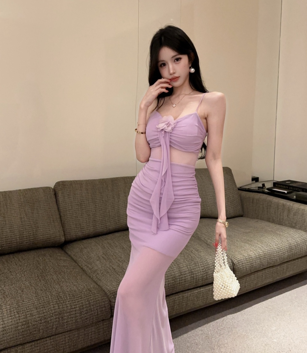Sling splice dress temperament vacation long dress