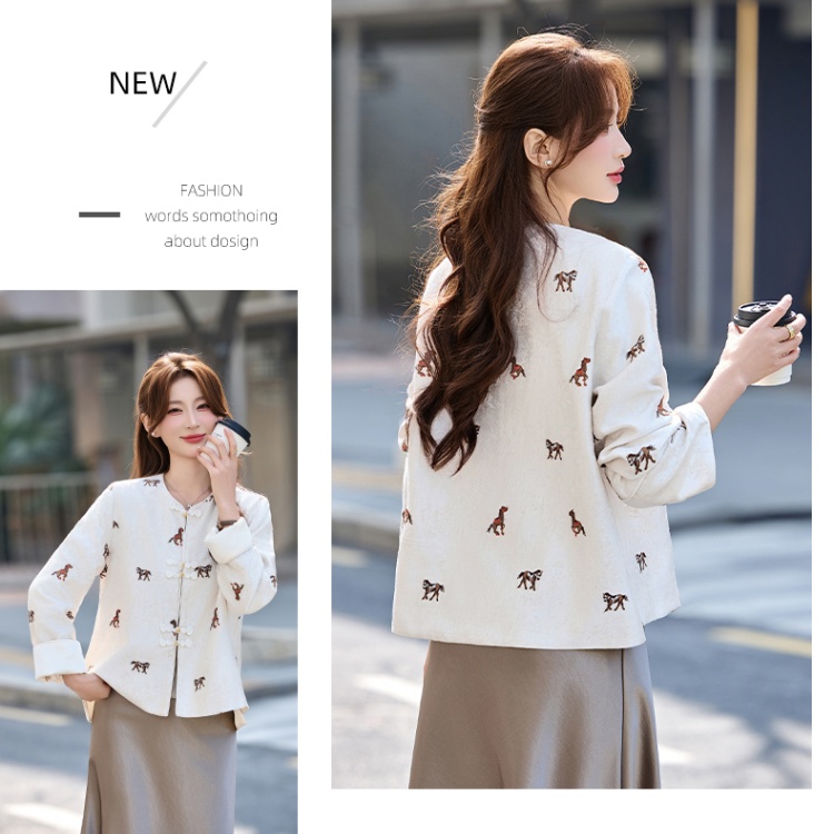 Fashion show young embroidery jacquard skirt 2pcs set