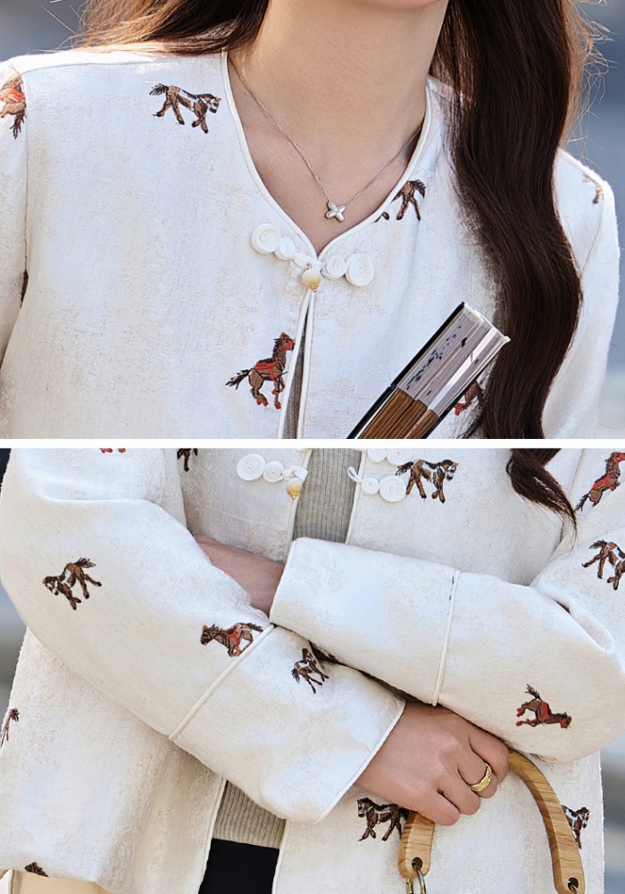 Fashion show young embroidery jacquard skirt 2pcs set