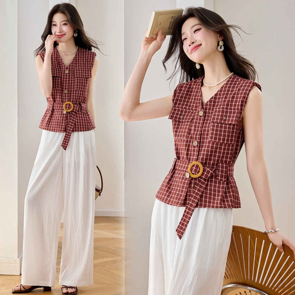 Summer light at home Casual thin long pants 2pcs set