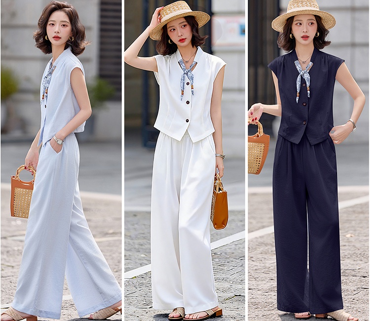 Summer tops fashion long pants 2pcs set