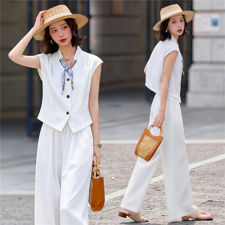 Summer tops fashion long pants 2pcs set