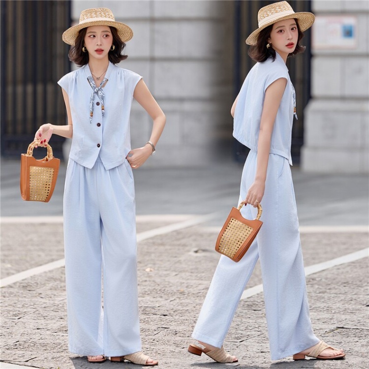 Summer tops fashion long pants 2pcs set