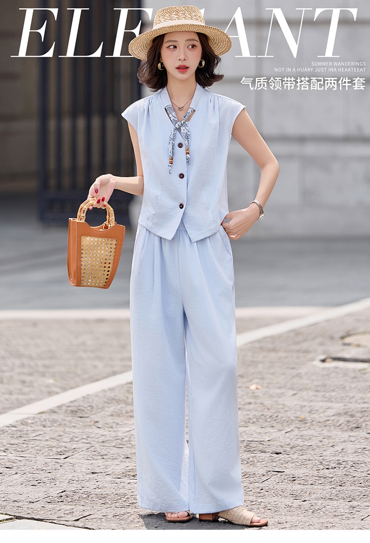Summer tops fashion long pants 2pcs set