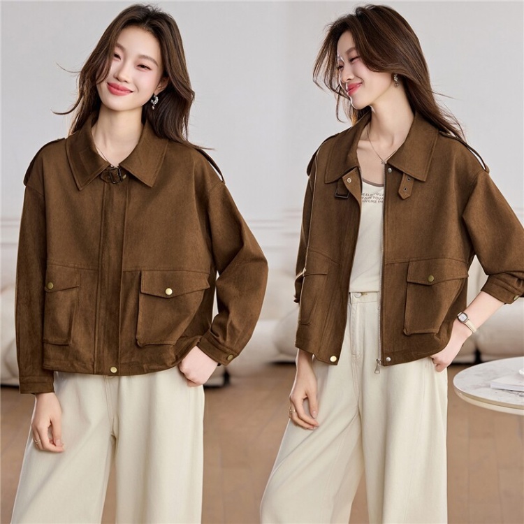 Leather cashmere leather coat short jacket for women