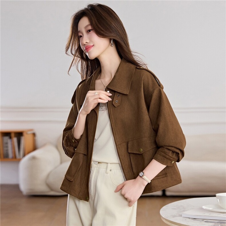 Leather cashmere leather coat short jacket for women