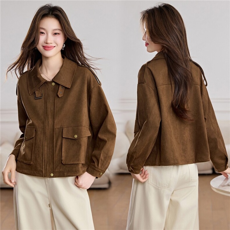 Leather cashmere leather coat short jacket for women