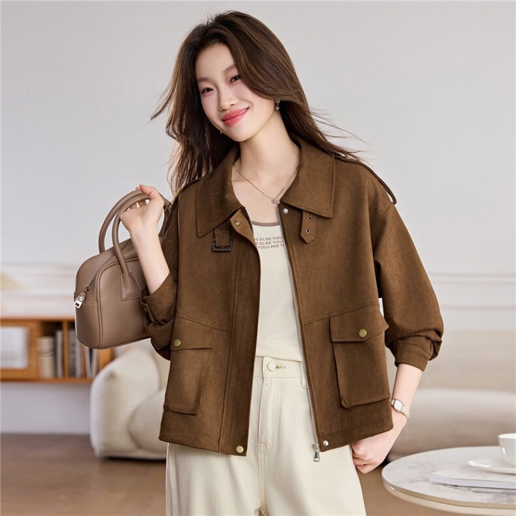 Leather cashmere leather coat short jacket for women