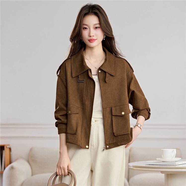 Leather cashmere leather coat short jacket for women