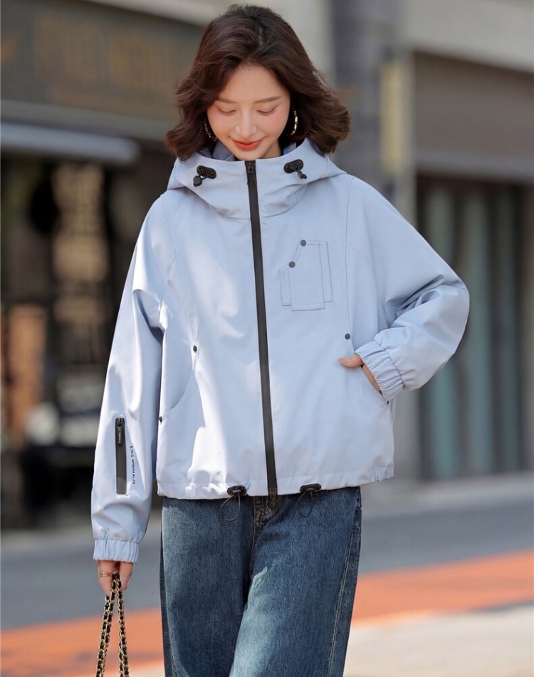 Casual windbreaker hooded one-piece for women