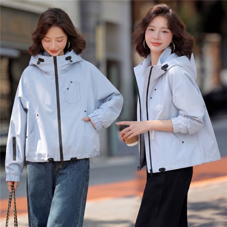 Casual windbreaker hooded one-piece for women