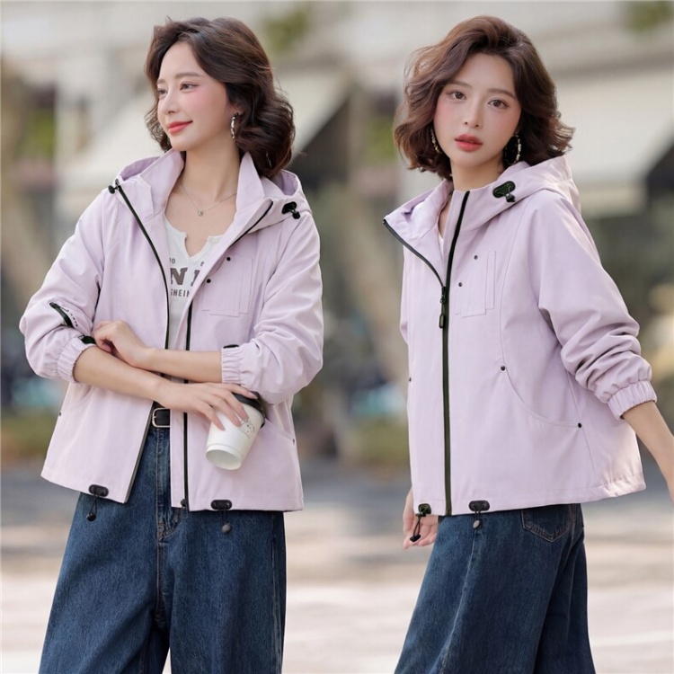 Casual windbreaker hooded one-piece for women