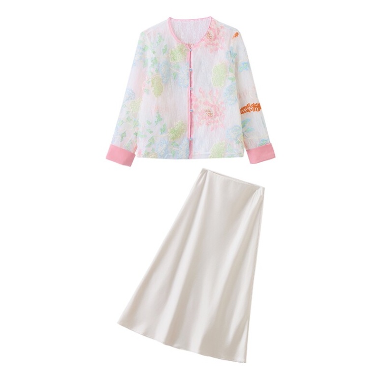 Spring Chinese style short skirt fashion tops 2pcs set