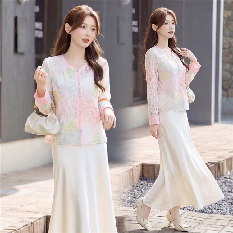 Spring Chinese style short skirt fashion tops 2pcs set