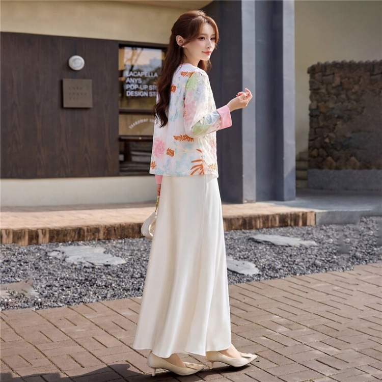 Spring Chinese style short skirt fashion tops 2pcs set