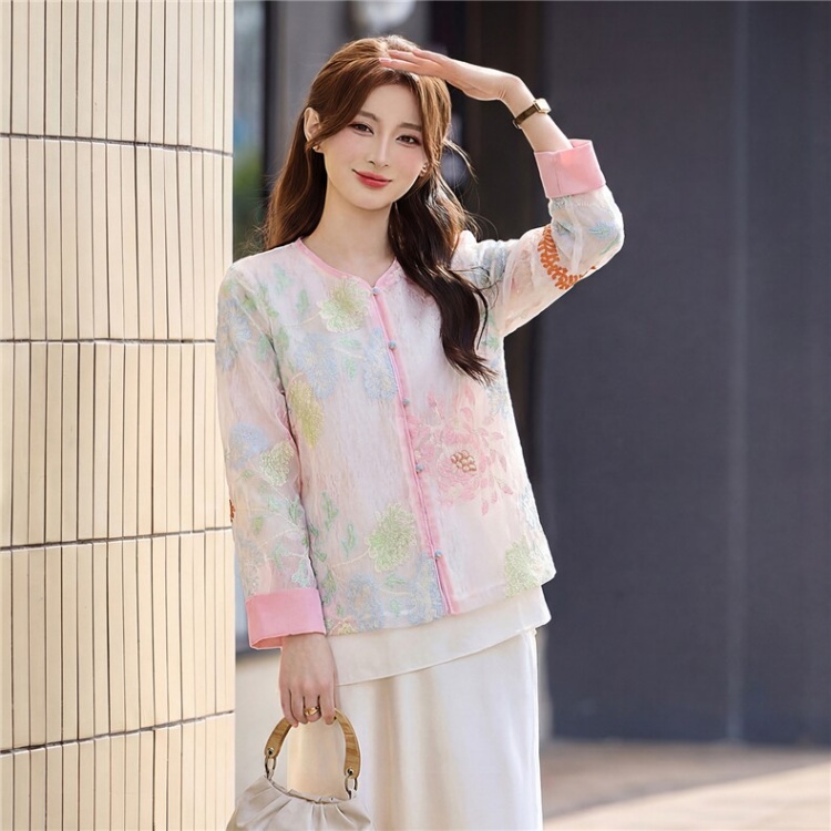 Spring Chinese style short skirt fashion tops 2pcs set