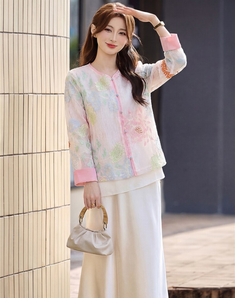 Spring Chinese style short skirt fashion tops 2pcs set