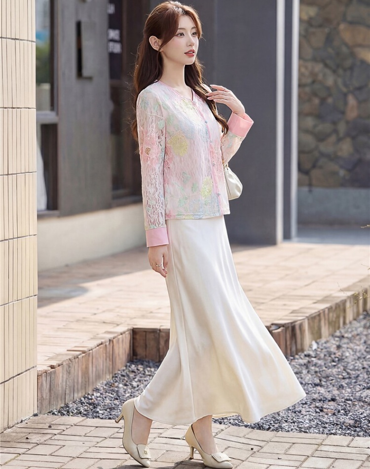 Spring Chinese style short skirt fashion tops 2pcs set