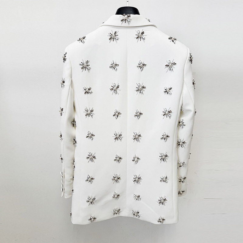 Beading business suit rhinestone long pants 2pcs set