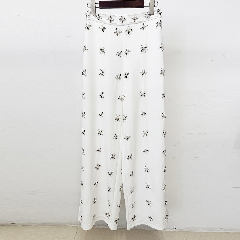Beading business suit rhinestone long pants 2pcs set