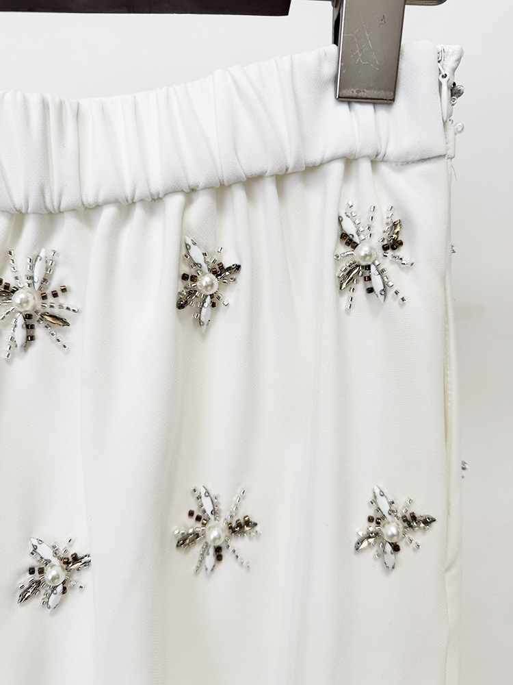 Beading business suit rhinestone long pants 2pcs set
