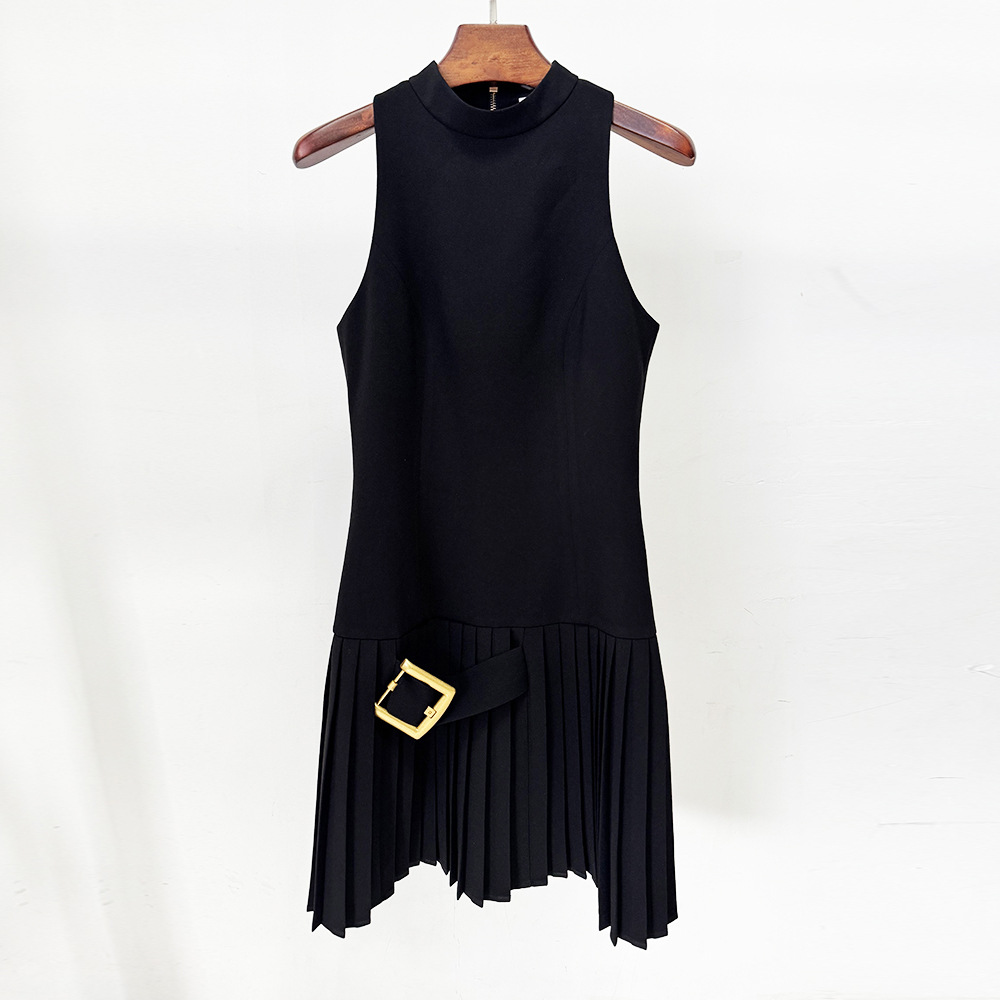 Fashion sleeveless dress crimp dress