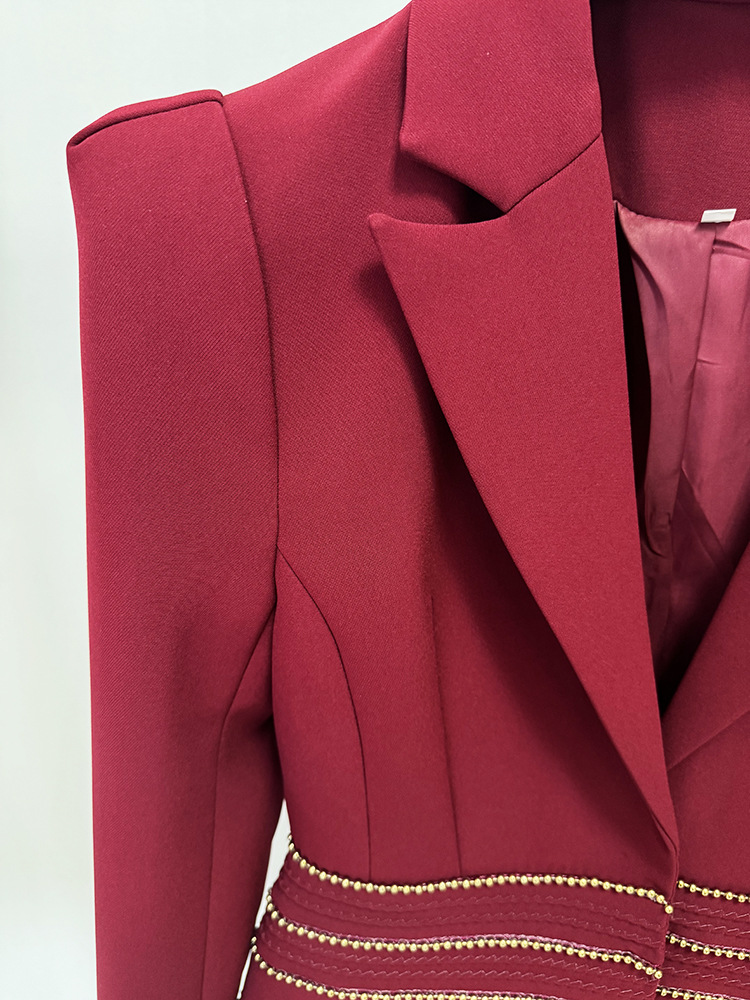 Chain European style long pants slim business suit 2pcs set