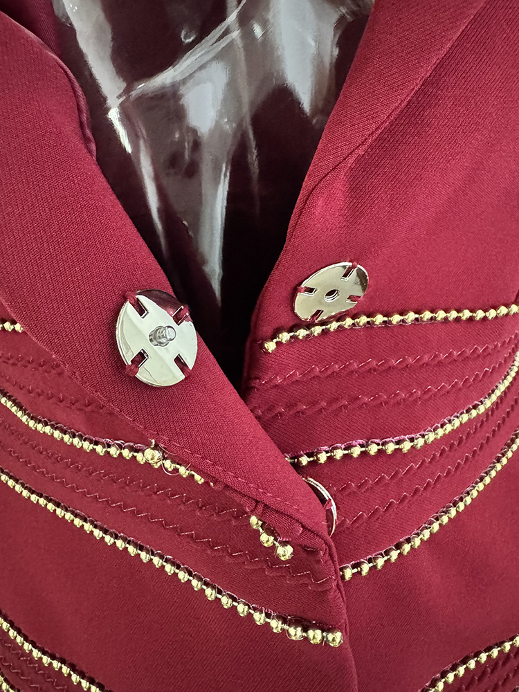 Chain European style long pants slim business suit 2pcs set