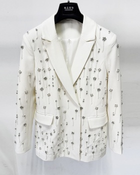 Beading European style loose jacket fashion rhinestone coat
