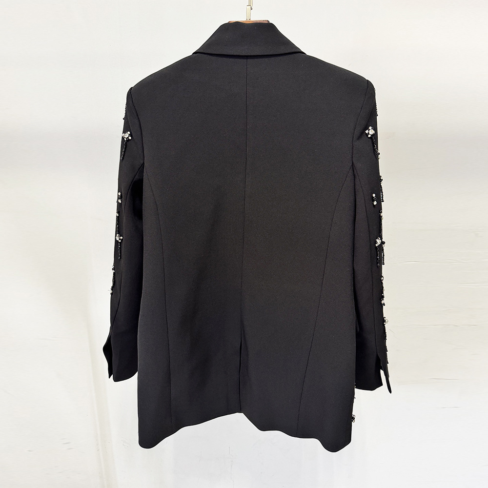 Beading European style loose jacket fashion rhinestone coat