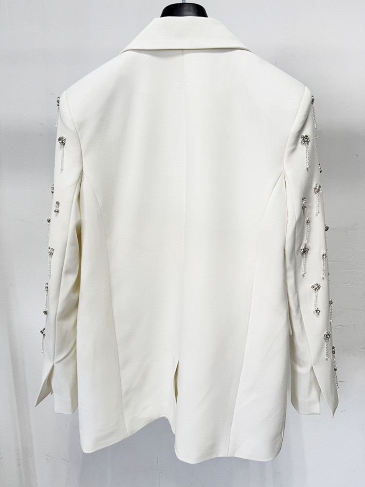 Beading European style loose jacket fashion rhinestone coat