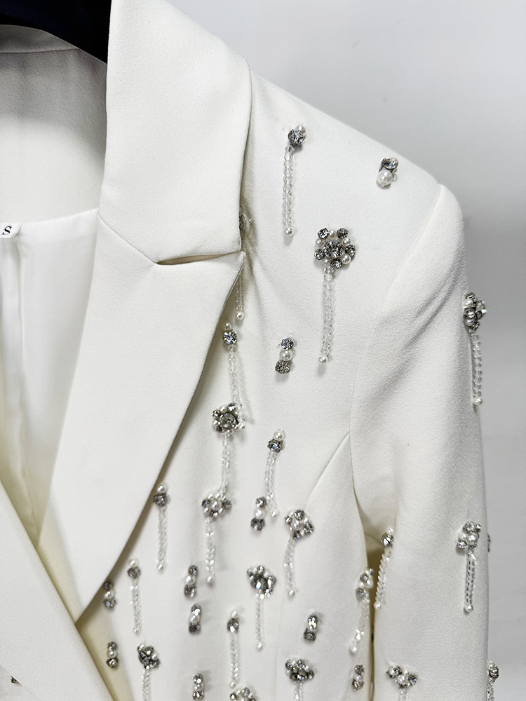 Beading European style loose jacket fashion rhinestone coat