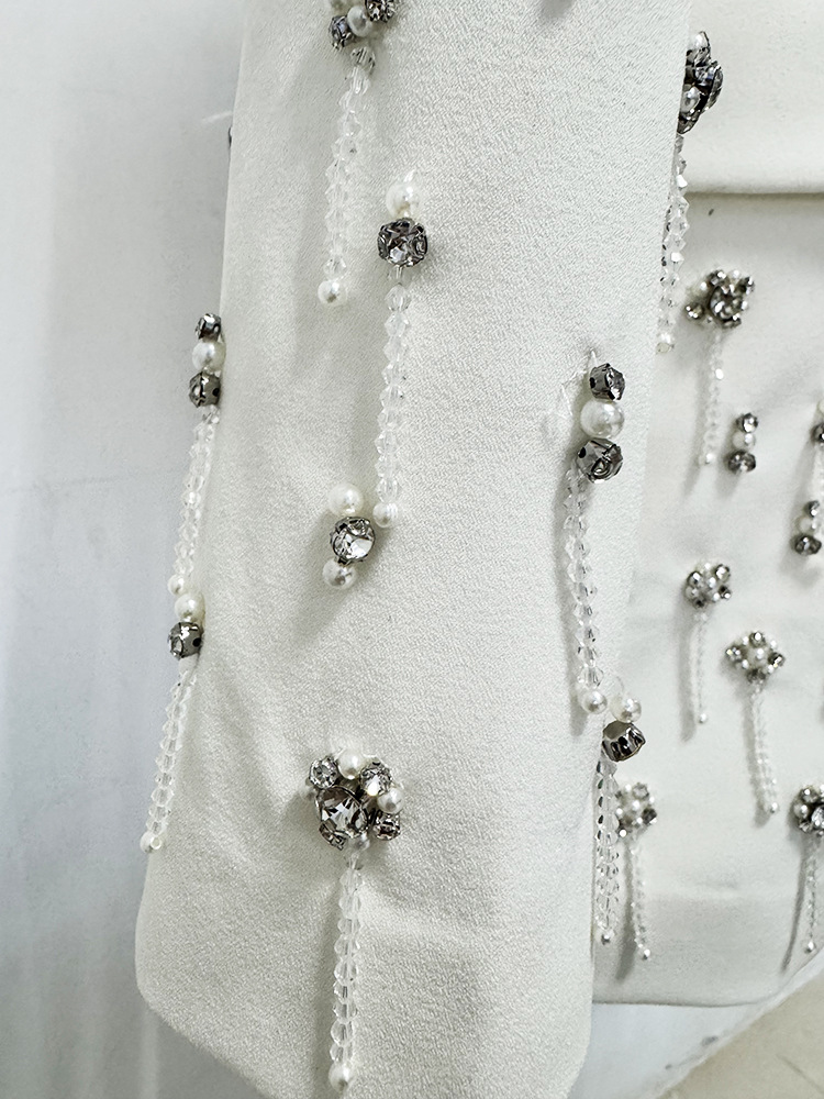 Beading European style loose jacket fashion rhinestone coat