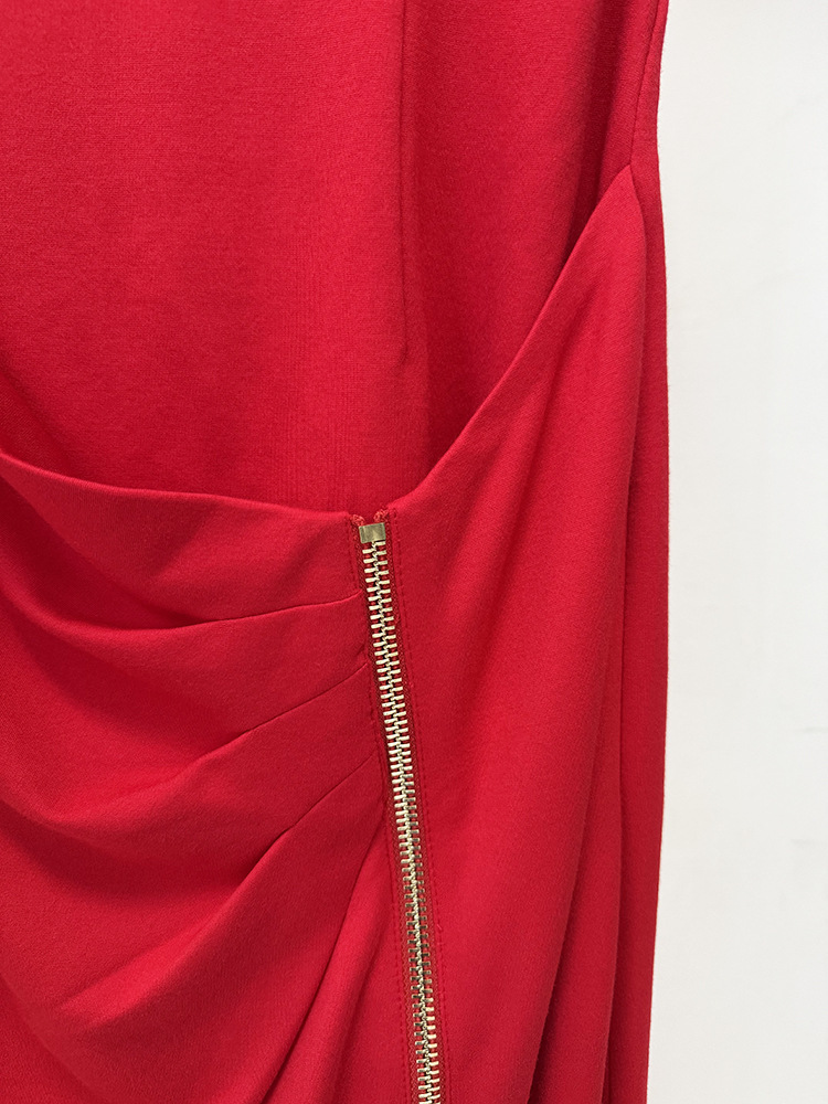 Long zip European style long dress sleeveless fashion dress