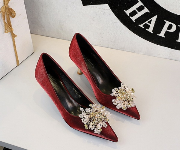 Rhinestone pointed fashion metal shoes for women