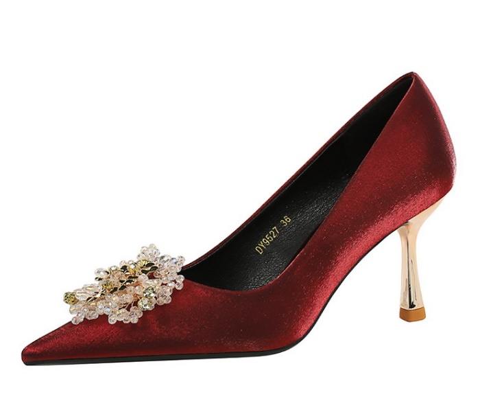 Rhinestone pointed fashion metal shoes for women