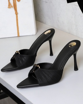 Pointed all-match slippers lace fold sandals for women