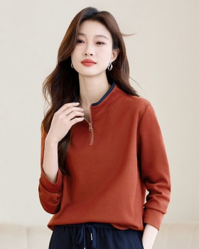 Cstand collar half zip tops Casual hoodie for women