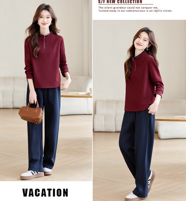 Cstand collar half zip tops Casual hoodie for women