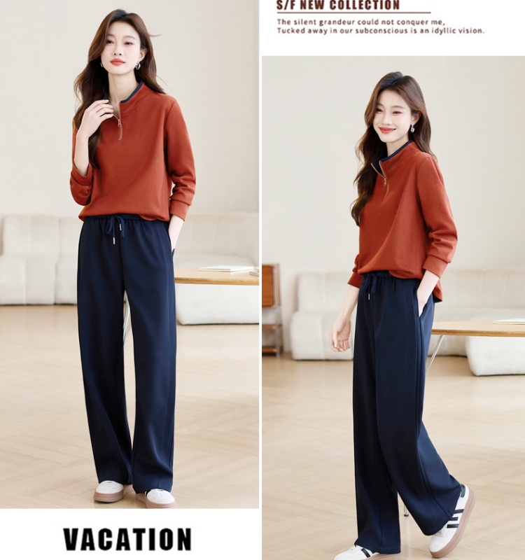 Cstand collar half zip tops Casual hoodie for women