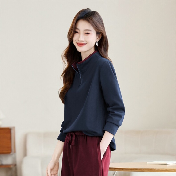 Cstand collar half zip tops Casual hoodie for women