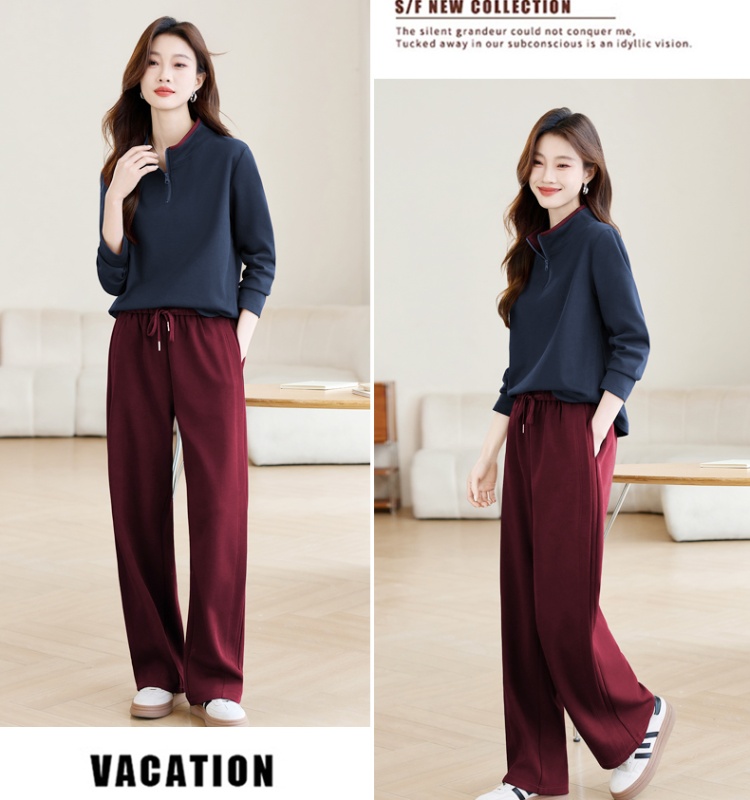 Cstand collar half zip tops Casual hoodie for women